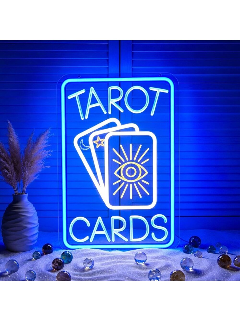 Tarot Cards Neon Sign Acrylic Blue White Dimmable Led Neon Light Tarot Theme